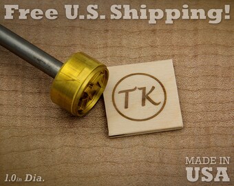 Custom Initial Branding Iron – 1in Round Wood or Leather Stamp