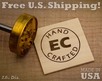 Custom 2in Brass Branding Iron - Initials & Outline, Wood/Leather Stamp