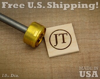 Custom Initial Branding Iron – 1" Round Wood & Leather Stamp