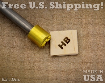 Branding Iron - 1/2in Round Custom Initials for Wood or Leather Stamp - Style 3