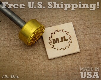 Custom Initial Branding Iron – 1in Round, Saw Design for Wood & Leather