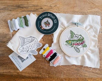 rainbow trout | complete embroidery kit
