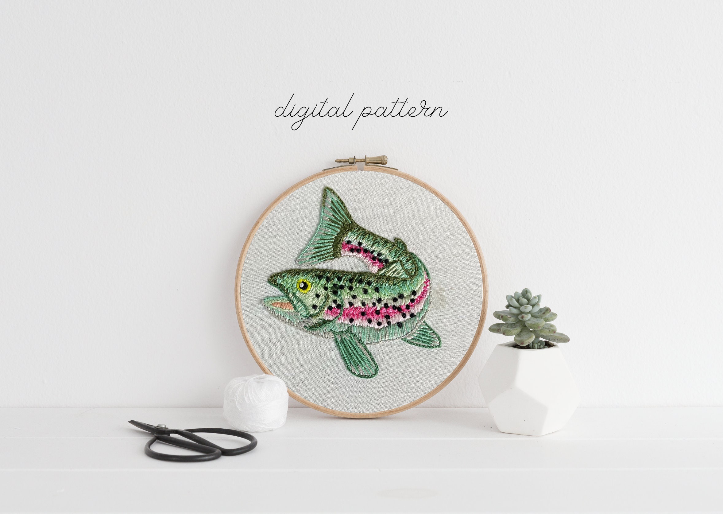 Rainbow trout embroidery sybju  etsy singapore