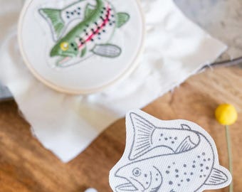 rainbow trout "stick & stitch" | embroidery wash away sticker