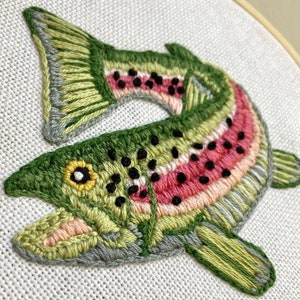 Rainbow Trout Embroidery Pattern Instant Download Fishing Hobby Design Trout Cross Stitching Pattern Digital Fish Forelle Handmade Gift image 3