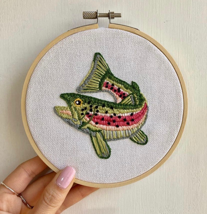 Rainbow Trout Embroidery Pattern Instant Download Fishing Hobby Design Trout Cross Stitching Pattern Digital Fish Forelle Handmade Gift image 7