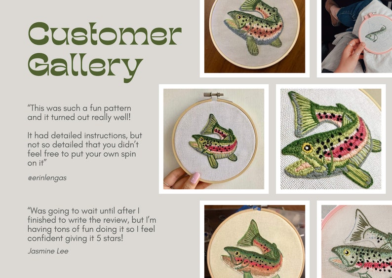 Rainbow Trout Embroidery Pattern Instant Download Fishing Hobby Design Trout Cross Stitching Pattern Digital Fish Forelle Handmade Gift image 5