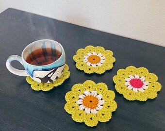 Custom Crochet Coaster Crochet Scalloped Coaster Retro Granny Square