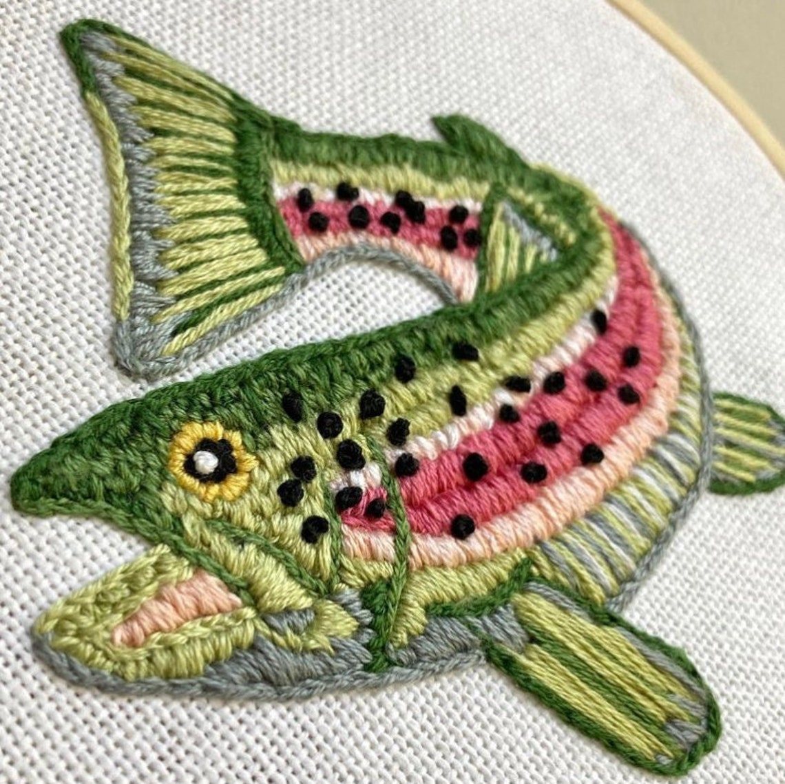 Rainbow Trout Embroidery Pattern Etsy