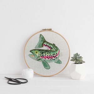 Rainbow Trout Embroidery Pattern Instant Download Fishing Hobby Design Trout Cross Stitching Pattern Digital Fish Forelle Handmade Gift image 4