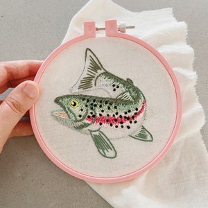 Rainbow Trout Embroidery Pattern Instant Download Fishing Hobby Design Trout Cross Stitching Pattern Digital Fish Forelle Handmade Gift image 9