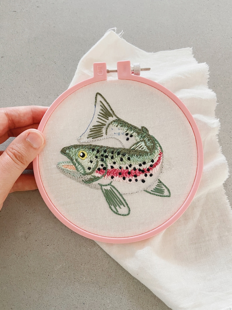 Rainbow Trout Embroidery Pattern Instant Download Fishing Hobby Design Trout Cross Stitching Pattern Digital Fish Forelle Handmade Gift image 9