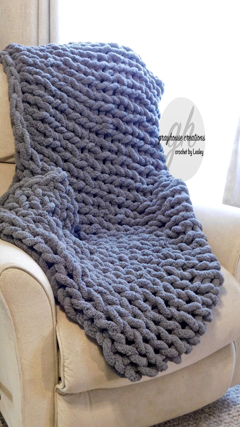 Chunky chenille blanket Hand knit jumbo yarn blanket Super Etsy