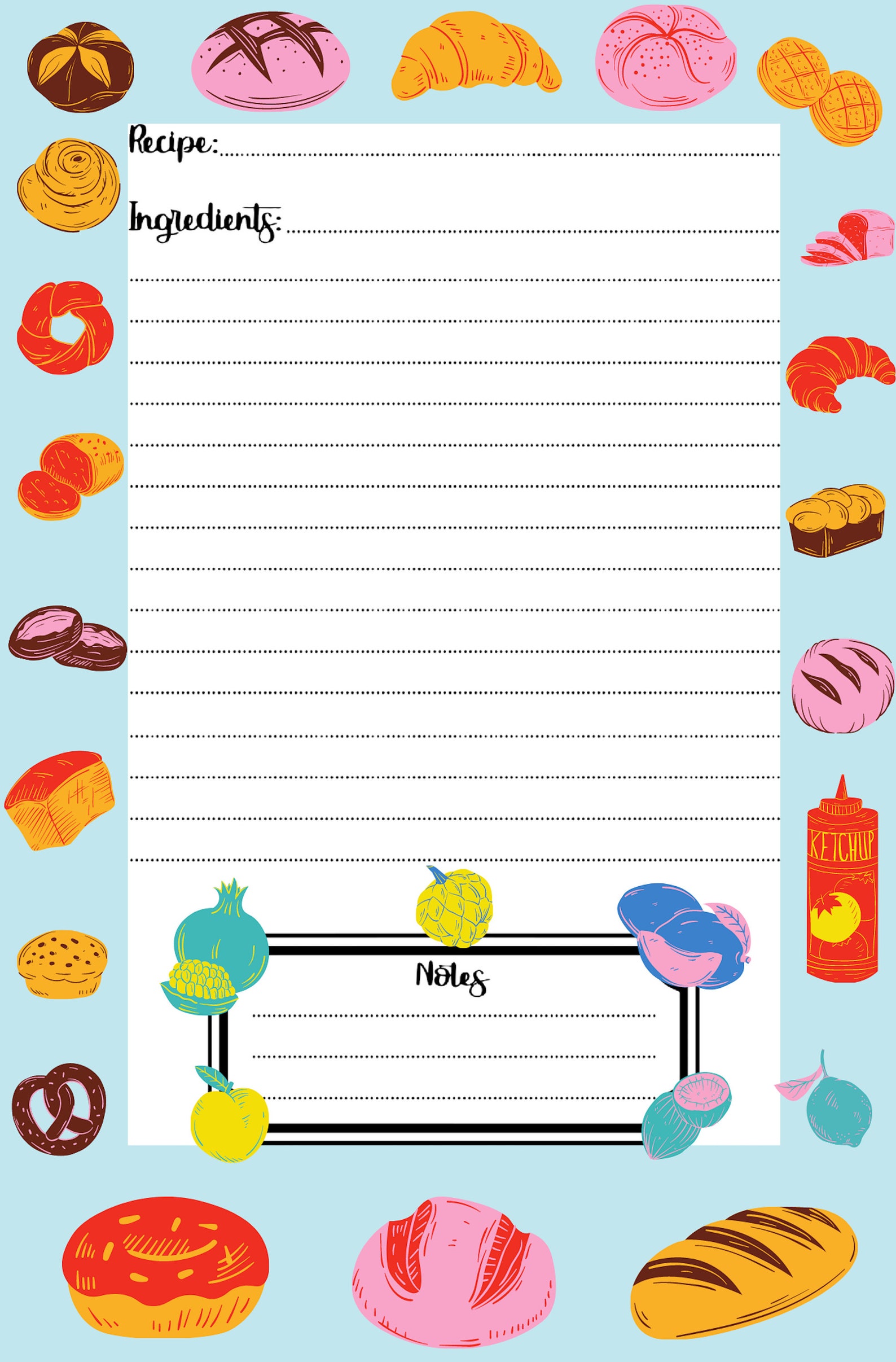 Recipe Book to Write In 6 x 9 Cute Own Recipes Etsy