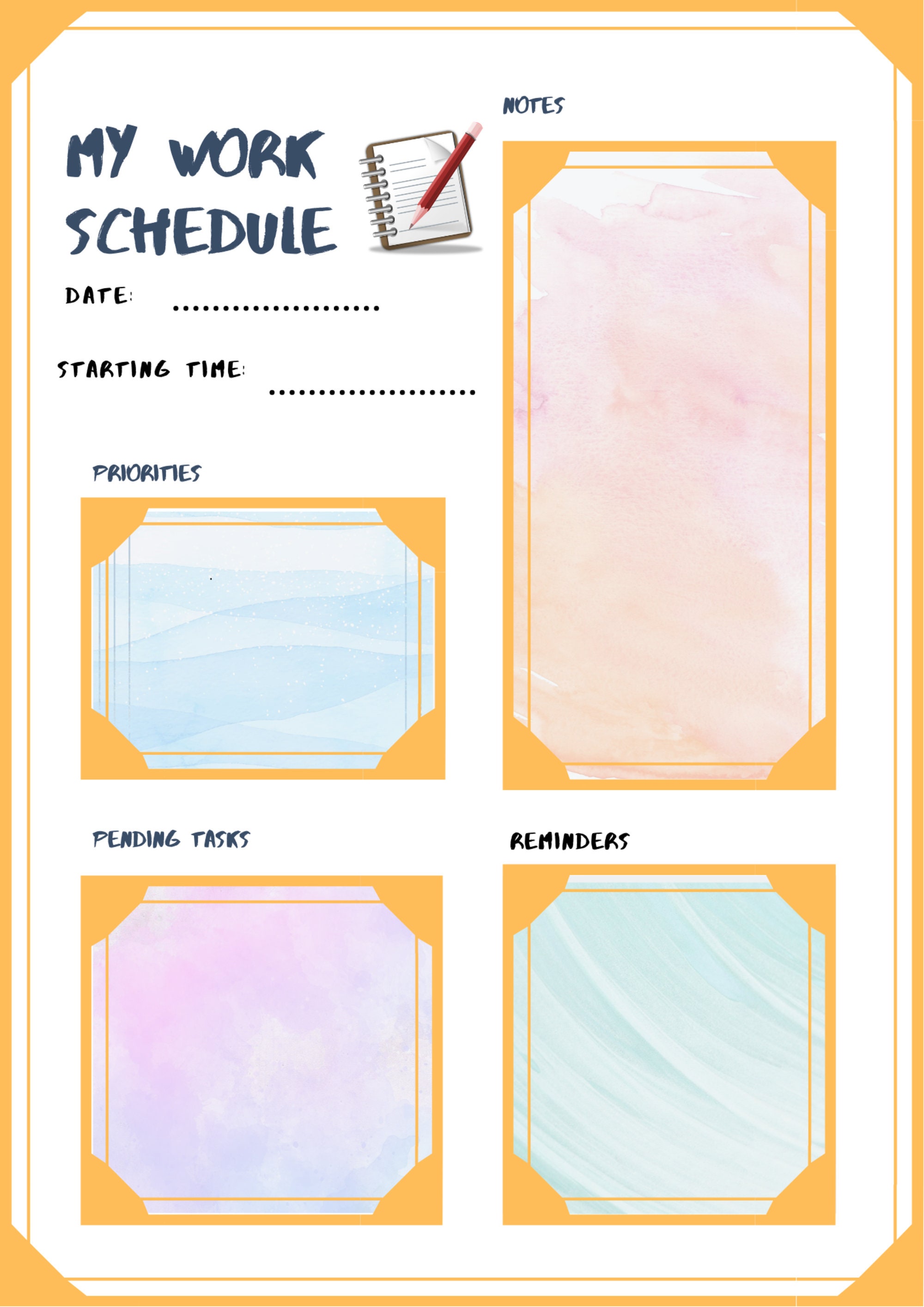 Printable Schedule Papers