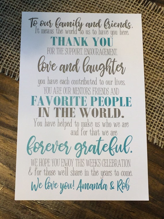 Thank You Card Destination Wedding Welcome Bags Set Of 10 Etsy