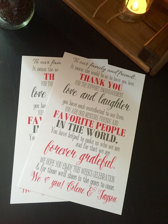 Thank You Card Destination Wedding Bags Set of 10 Etsy