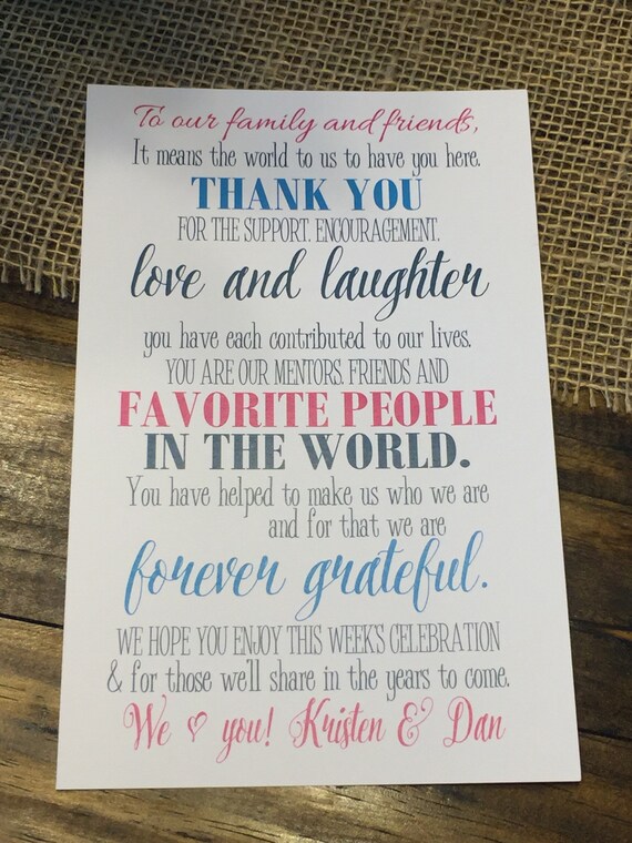Thank You Card Destination Wedding Welcome Bags Set Of 10 Etsy