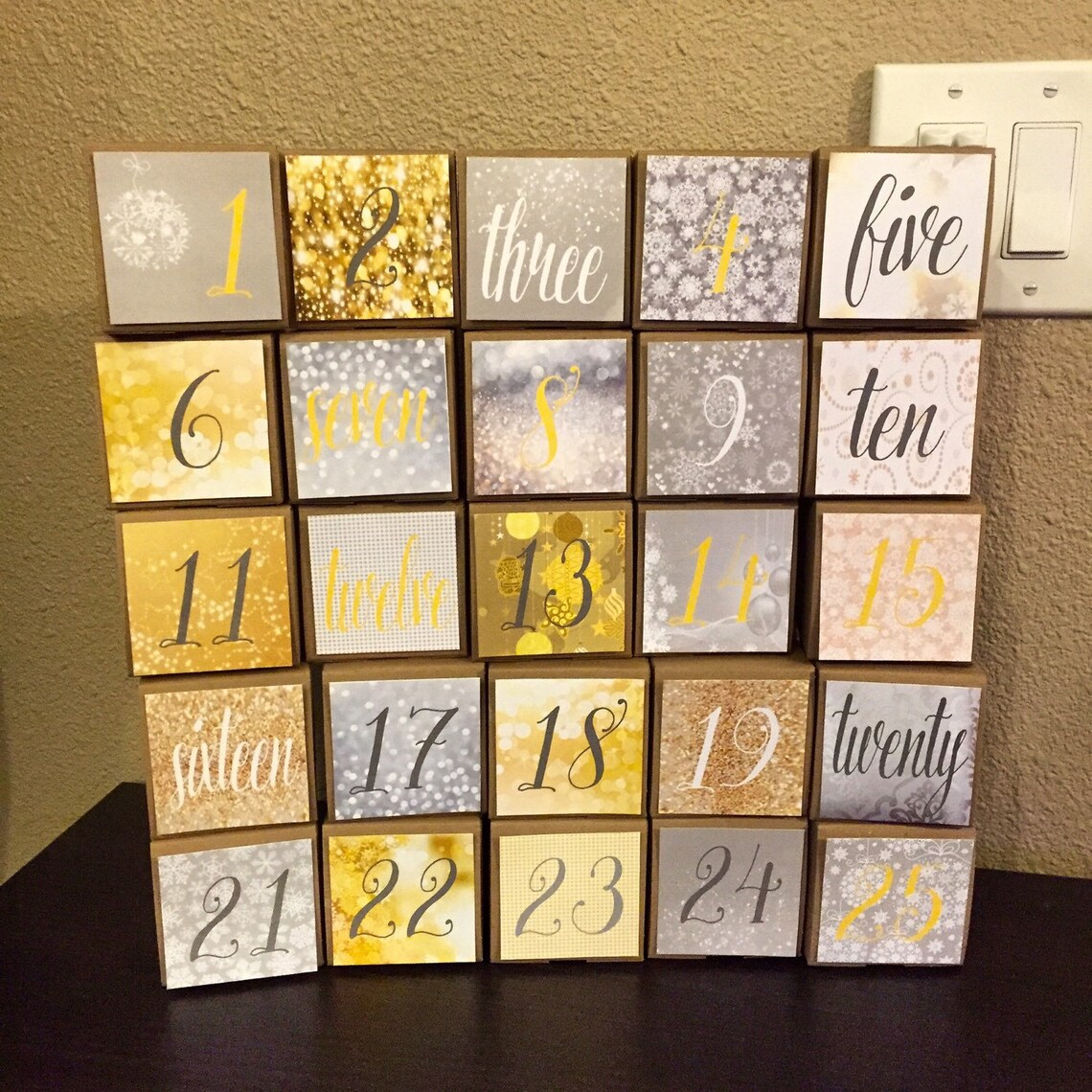 Christmas Advent Calendar Boxes Gold Silver Handmade Etsy