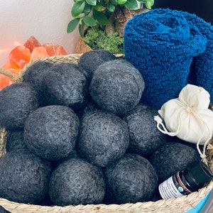 Bamboo Dryer BallsHand Crafted using Activated Charcoal Infused Bamboo Roving with Negative Ions & MineralsPlant BasedSet of 3 image 1