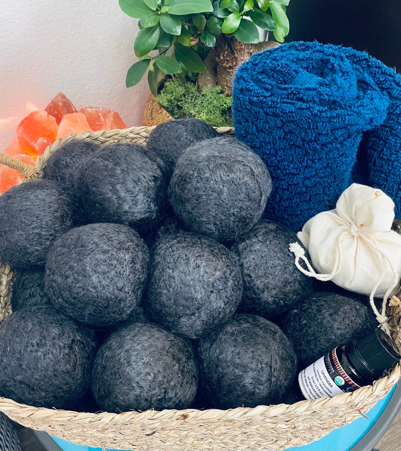 Bamboo Dryer BallsHand Crafted using Activated Charcoal Infused Bamboo Roving with Negative Ions & MineralsPlant BasedSet of 3 image 1