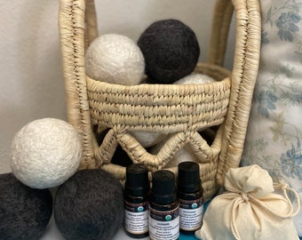 Bamboo Dry Balls~Hand Felted~ Mix of White & Activated Charcoal Infused Bamboo Fiber~Hypoallergenic and Vegan(Set of 3)