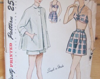 Simplicity 2863 1940s sewing pattern 1949 size 16 1940s swim seperates