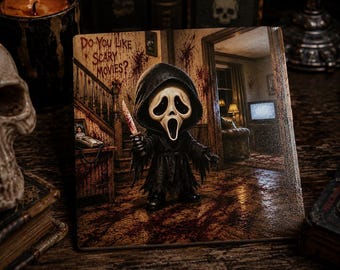Posavasos de azulejos con personajes de terror estilo chibi