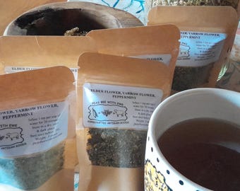 Elderflower Yarrow Peppermint Herbal Tea | Organic Dried Herbs | Gypsy Cold Care Tea