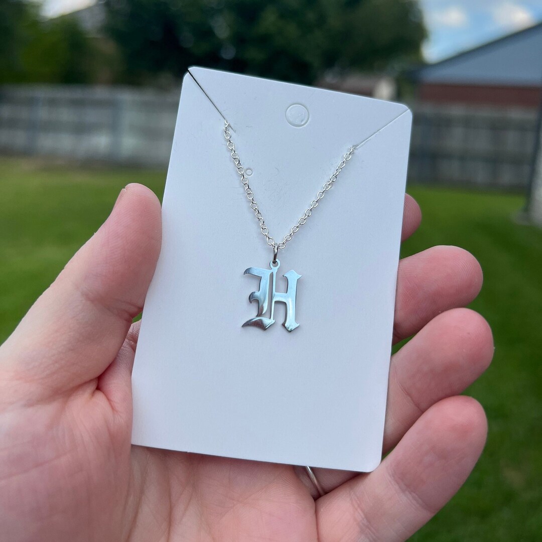 Old English Letter h Necklace Etsy