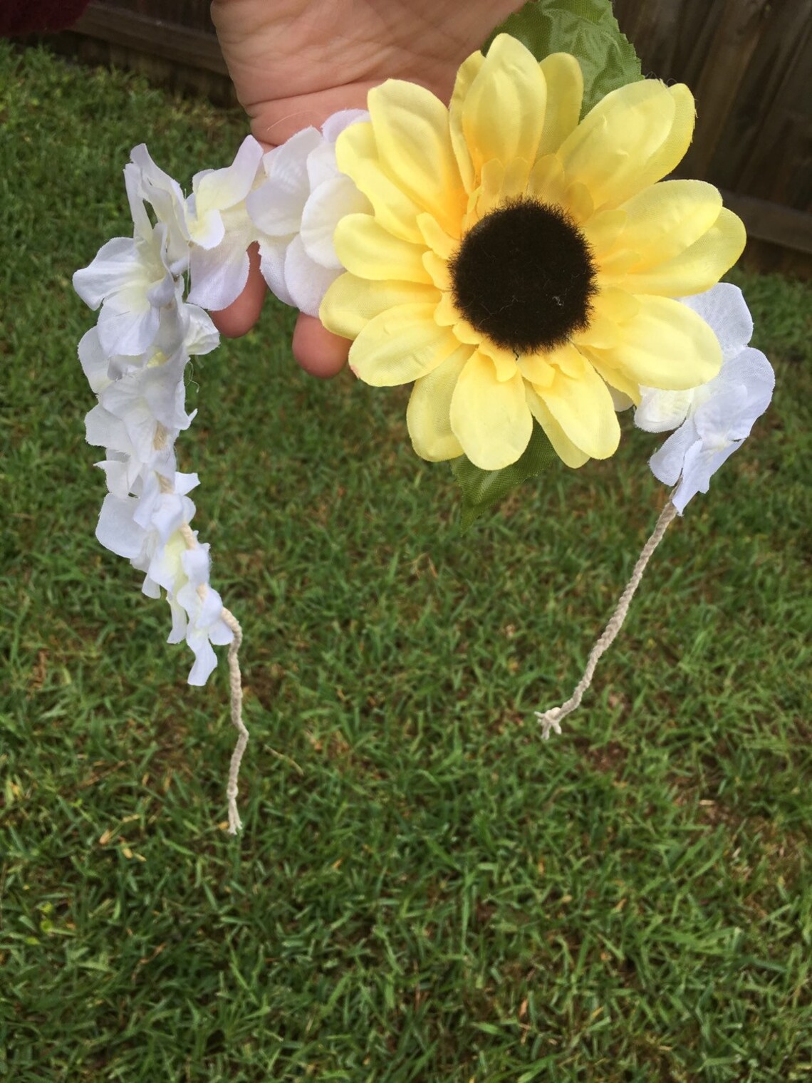 White and Sunflower Flower Crown Etsy