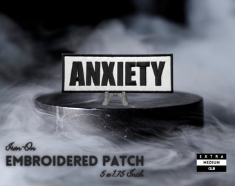 ANXIETY Embroidered Patch | emo mood feelings sad punk rocker mental health