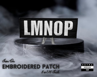 LMNOP Embroidered Patch | funny quirky joke alphabet hipster hippie quality