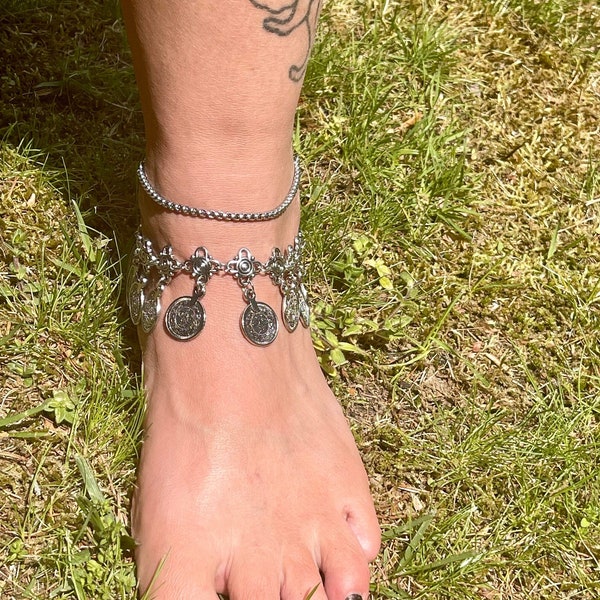 Bohemian Coin Anklet, Summer Jewelry, Ankle Bracelet, Bohemian Anklet, Gypsy Anklet