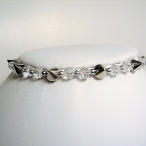 Spiked Choker, Beaded Chokers,Industrial Jewelry, Goth Jewelry, Bridal Jewelry, Chokers, Fashion Jewelry,Silver Spiked Jewelry,Bridal Choker