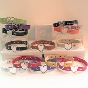 Chokery w kształcie serca, Choker gotycki, Choker przyjazny weganom, Choker gotycki, Choker kolorowe serca