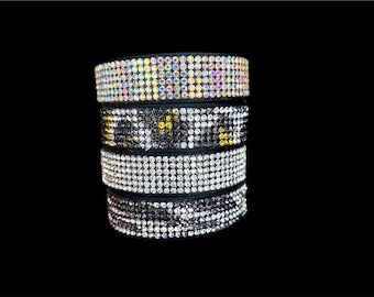 Rhinestone Cuff Bracelet, Snap Closure, Aurora Borealis, Sparkly Dance Jewelry