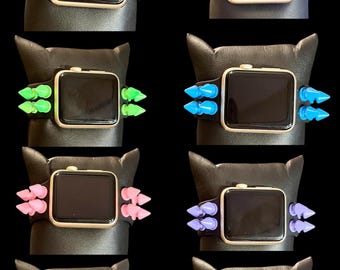 Spiked Apple Watch Band, Black Silicone, Unisex, Colorful Spikes