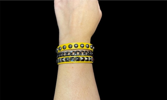 Braccialetto In Pelle Con Strass E Teschio – Regolabile Uomo Donna, Stile Punk Rock - 3