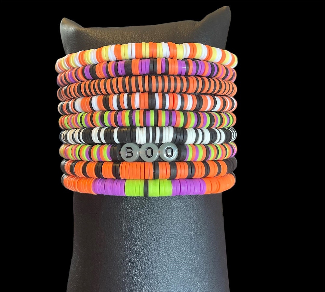 Halloween Beaded Bracelets, Glow in the Dark Letter Bracelets, Unisex ...