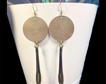 Brass Geometric Dangle Earrings, Festival Jewelry, Bohemian Style