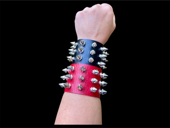 Spiked Vegan Leather Cuff Bracelet, Unisex Gothic Punk Style - Etsy