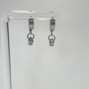 Skull Hoop Earrings, Stainless Steel Earrings, Skull Huggie Earrings, Skull Earrings, Hug Earrings, Skull Huggie Hoops, Goth Earrings