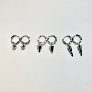 Stainless Steel Spiked Hoop Earrings, Goth Huggie Earrings
