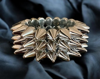 Three Row Spiked Stretch Bracelet, Punk Goth Jewelry