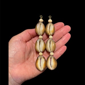 Cowrie Shell Earrings, Dangle Earrings, Festival Jewelry, Shell Earrings, Wire Wrapped Beaded Cowrie Shell Earrings, Bohemian Style
