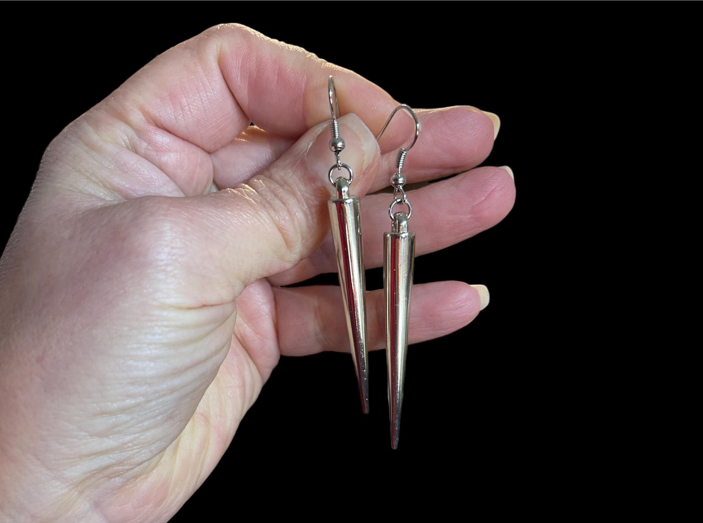 To Dangle Large Silver Spiked Dangle Earrings, Goth Punk Style - Etsy