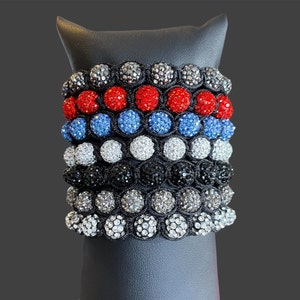 High Quality Micro Pave Beaded Bracelets, Rhinestone Pave Bracelet, Macrame Bracelet, Unisex Bracelet, Shamballa Bracelets, 10mm Beads