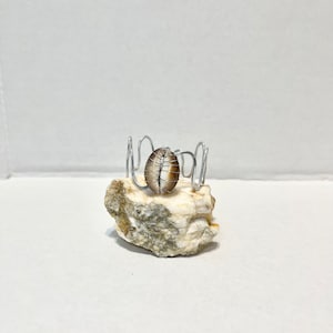 Cowrie Shell Bracelet, Wire Wrapped Bracelet, Tiger Cowrie Shell Bohemian Cuff Bracelet, Abstract Cuff Bracelet, Adjustable Bracelet