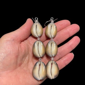 Cowrie Shell Earrings, Dangle Earrings, Festival Jewelry, Shell Earrings, Wire Wrapped Beaded Cowrie Shell Earrings, Bohemian Style